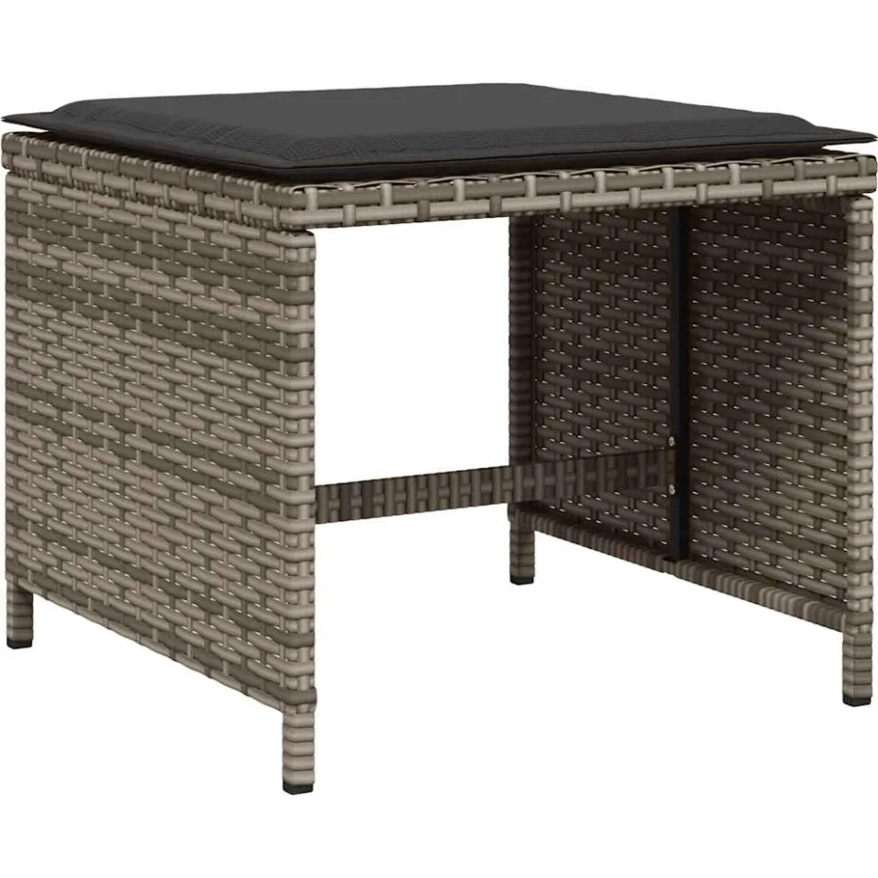 vidaXL 15-delige Tuinset met kussens poly rattan grijs