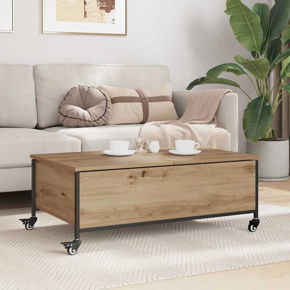 vidaXL Salontafel Artisan Eiken 91 x 55 x 32 cm Bewerkt hout, foto 3