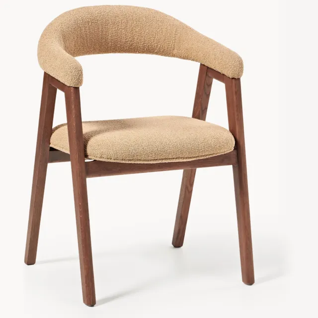 Westwing Collection Armstoel Nik met bouclé vulling Beige