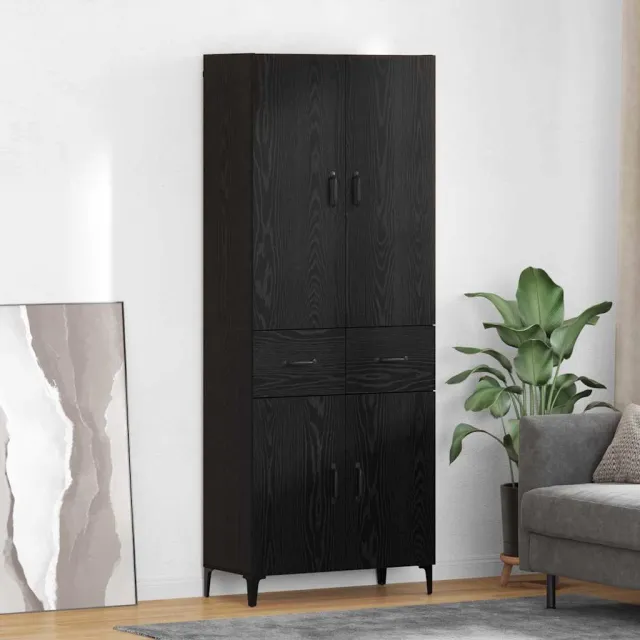 vidaXL Highboard Zwart Eiken 69,5 x 34 x 180 cm Bewerkt hout, foto 2