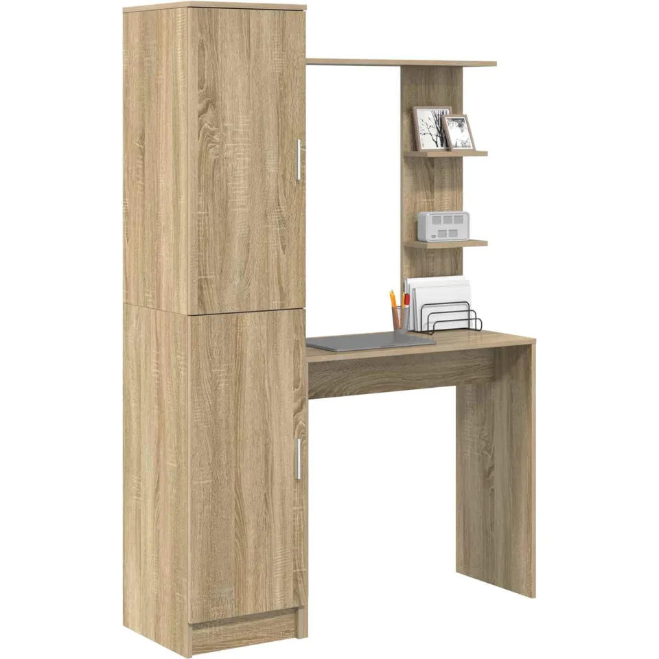 vidaXL Bureau met plank met opslag met de deur 2 st Sonoma Eiken