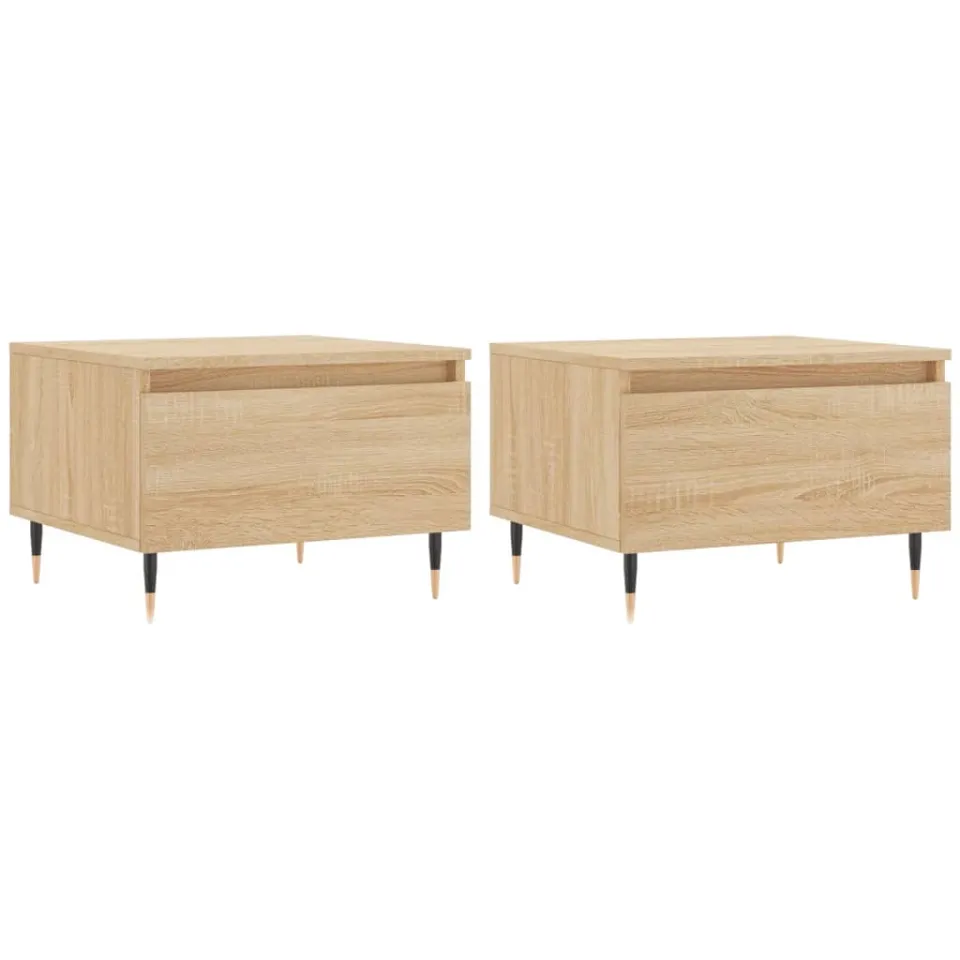 vidaXL Salontafels 2 st 50x46x35 cm bewerkt hout sonoma eikenkleurig, foto 3