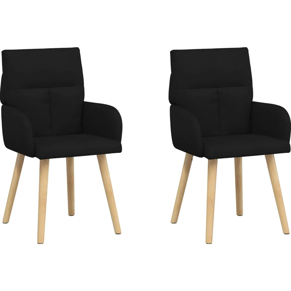 vidaXL Eettafelstoelen 2 st Stof Zwart 60 x 56 x 93 cm, foto 3