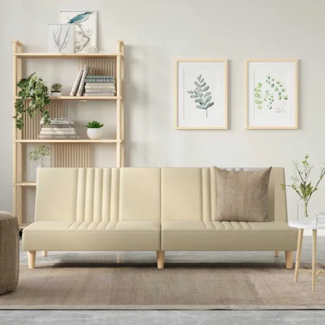 vidaXL Slaapbank stof crèmekleurig