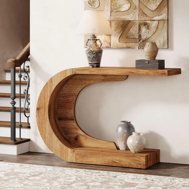 Tribesigns Consoletafel - Sidetable - Naturel Bruin - Industrieel - 110 x 35 x 75 cm - Console Tafel voor Hal, Woonkamer, Entree
