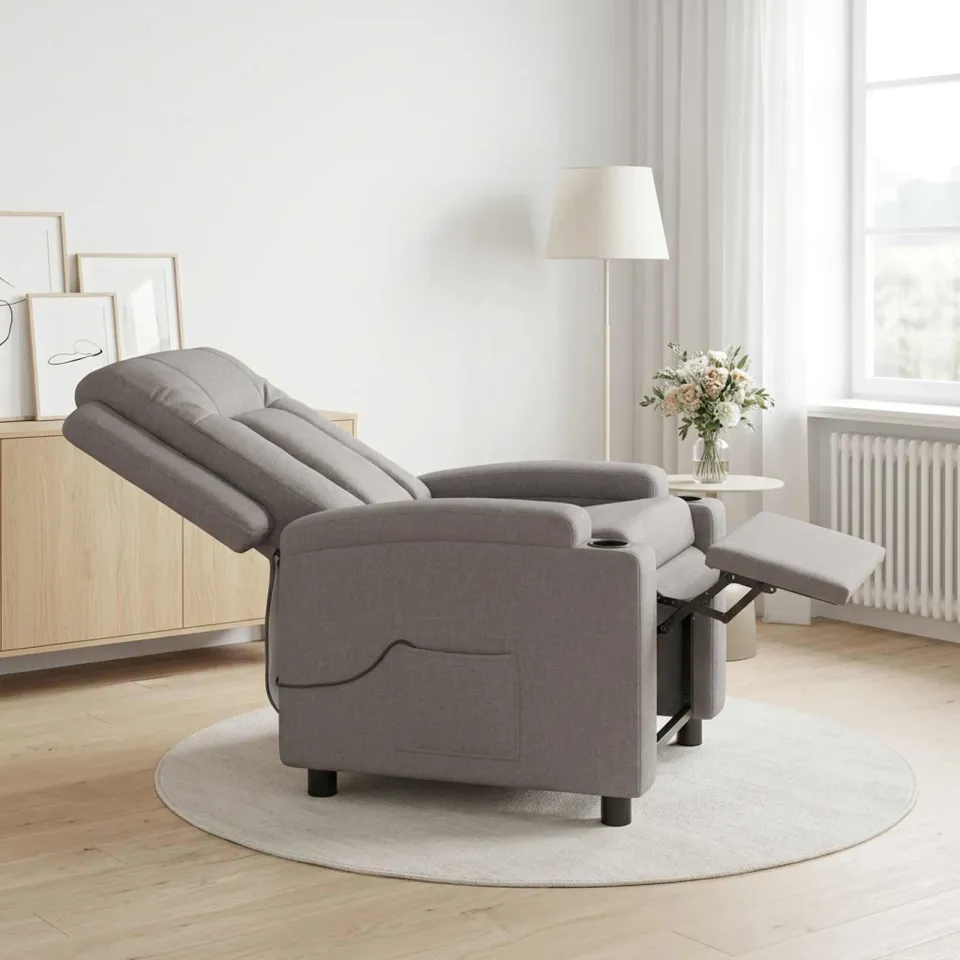 vidaXL Massage-relaxstoel Taupe 75 x 95 x 100 cm Stof, foto 4