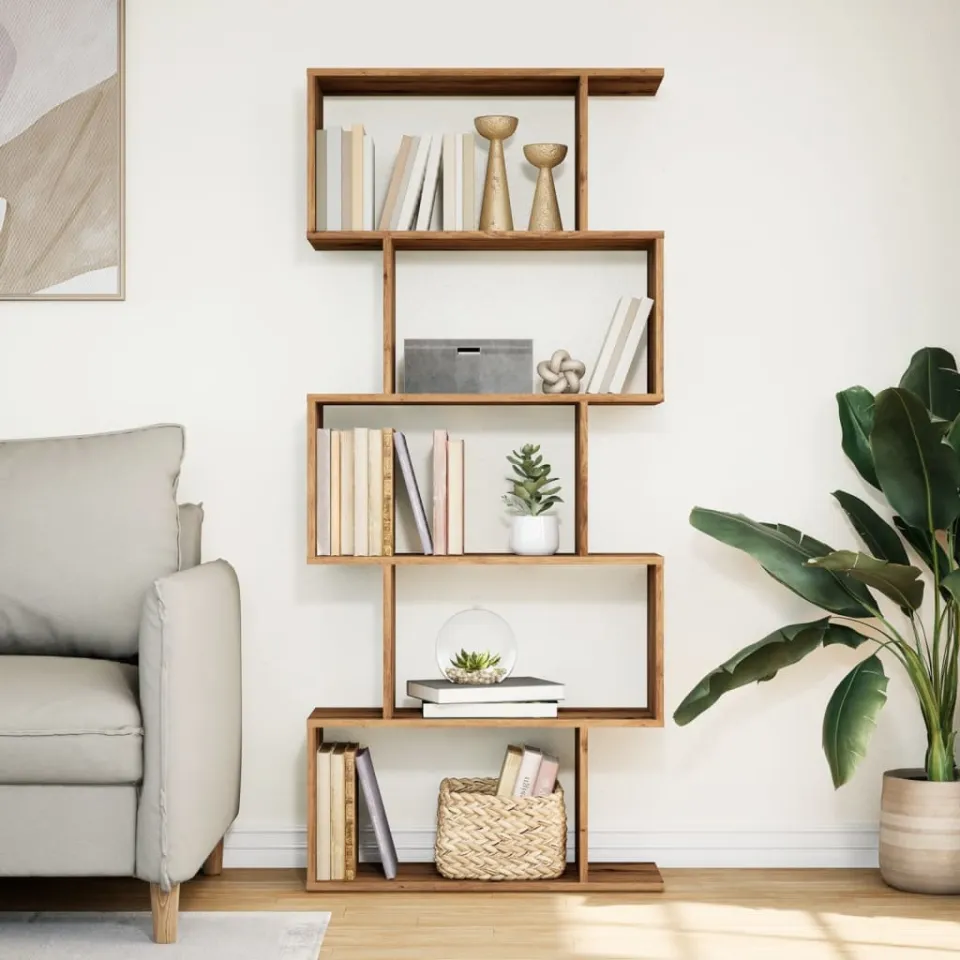vidaXL Kamerscherm / boekenkast 5-laags 70x24x161 cm hout artisanaal bruin, foto 2