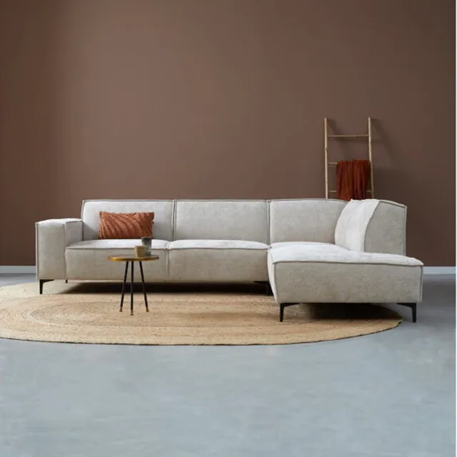 PEPP Interiors RIVER hoekbank met ottoman rechts - chenille Majestic 603 beige - 290x218x80 cm