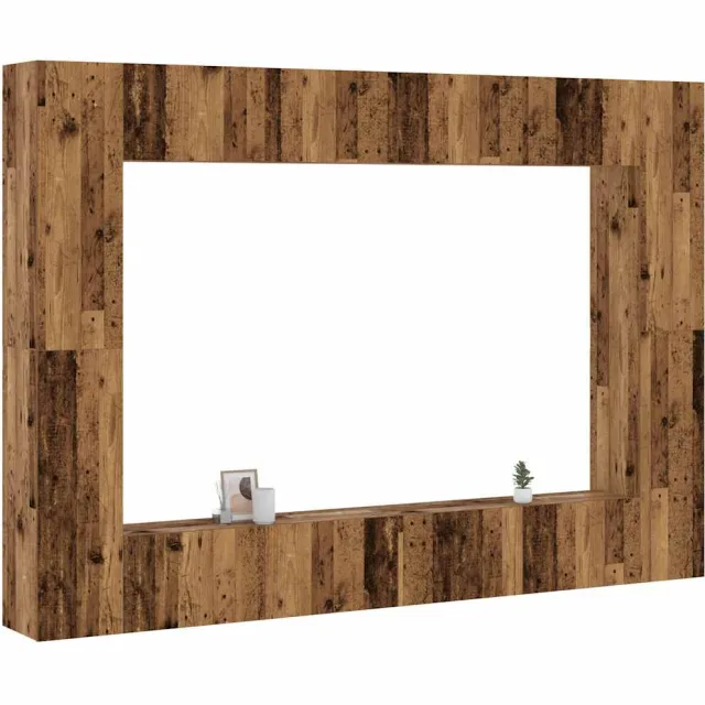 vidaXL 8-delig Tv-meubelset wandmontage bewerkt hout oud houtkleurig Bruin