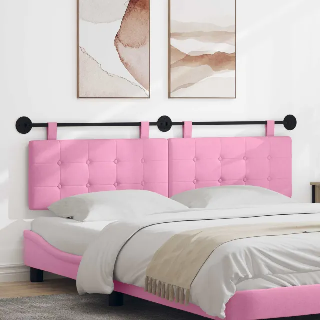 vidaXL Hangend hoofdbord Stof Roze