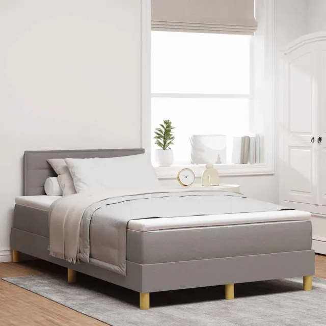 vidaXL Boxspring bed met LED-stripverlichting Taupe 120 x 200 cm Stof