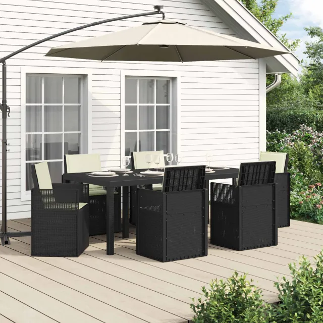 vidaXL Tuin eettafelset 7 st Antraciet- en crèmekleurig PP Anthraciet