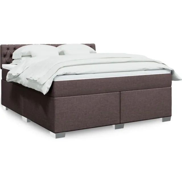 vidaXL Boxspring met matras stof donkerbruin 180x200 cm bruin