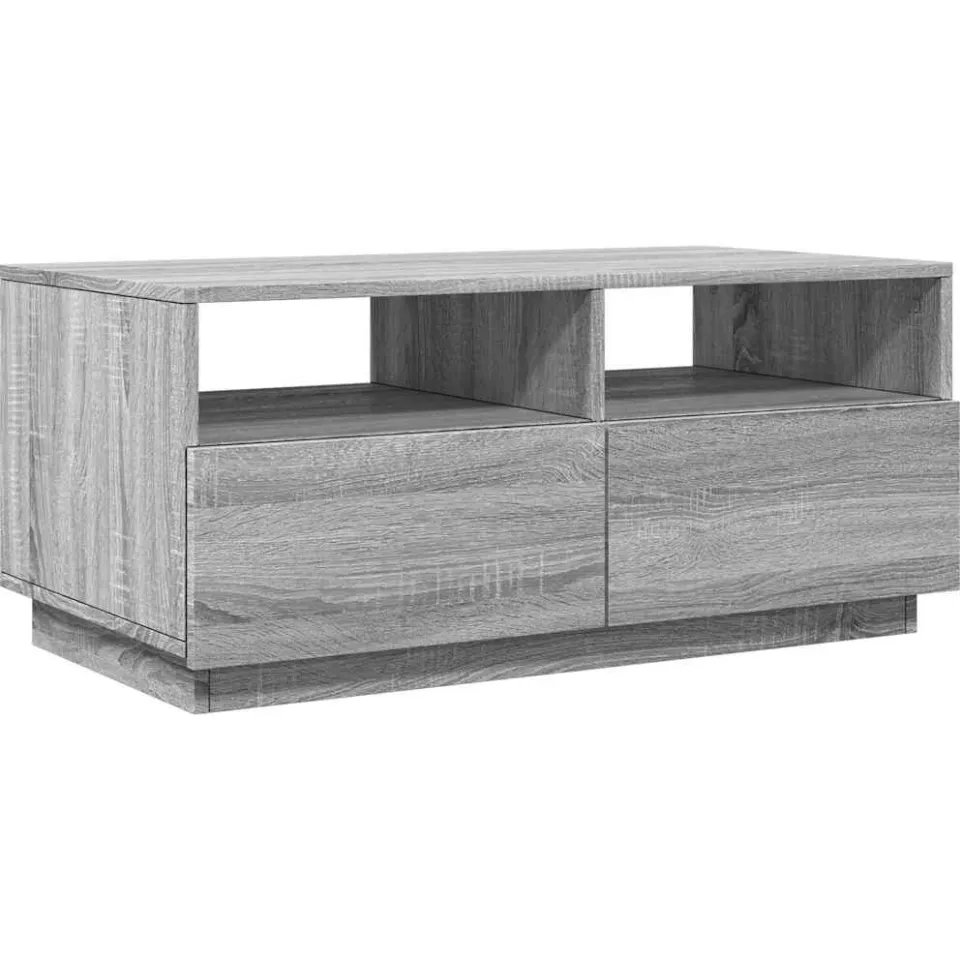 vidaXL Salontafel met LED-verlichting 90x49x40 cm grijs sonoma eiken