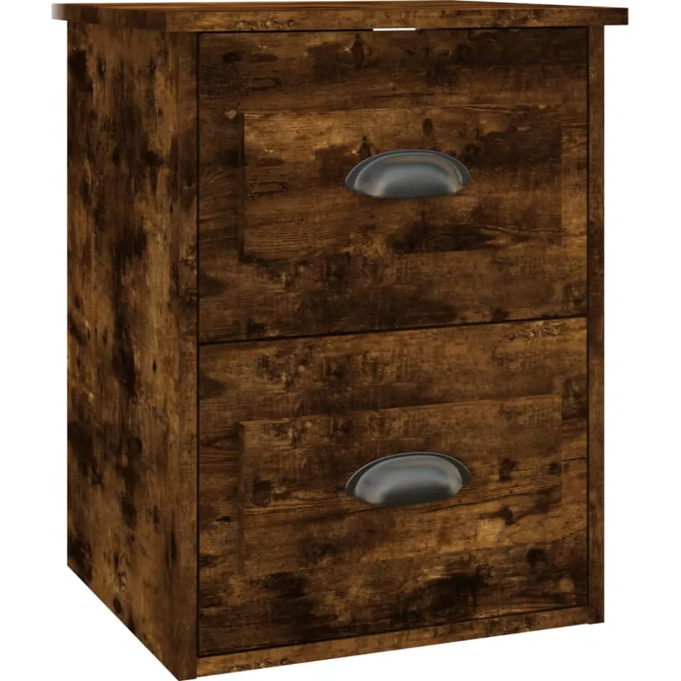 vidaXL Nachtkastje wandgemonteerd 41,5x36x53 cm gerookt eikenkleurig Bruin