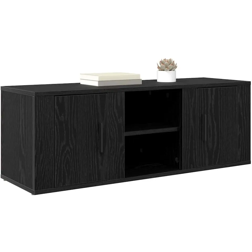 vidaXL TV-kast 100 x 31,5 x 35 cm Zwart Eiken Bewerkt hout
