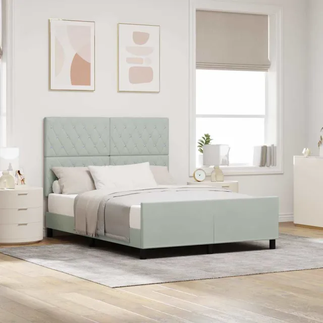 vidaXL Boxspringbed met hoofdeinde Lichtgrijs 140 x 200 cm Fluweel