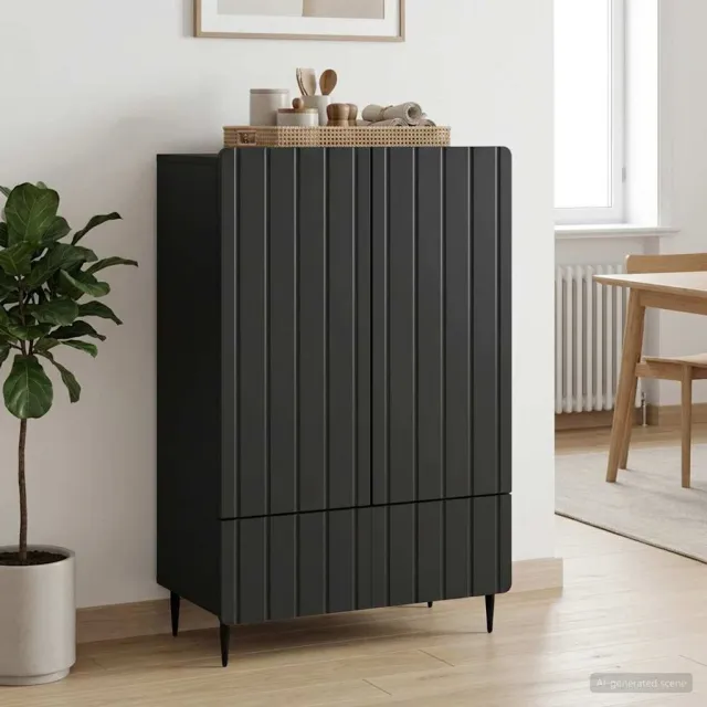 vidaXL Dressoir Zwart 66 x 34,5 x 97 cm Bewerkt hout, foto 2