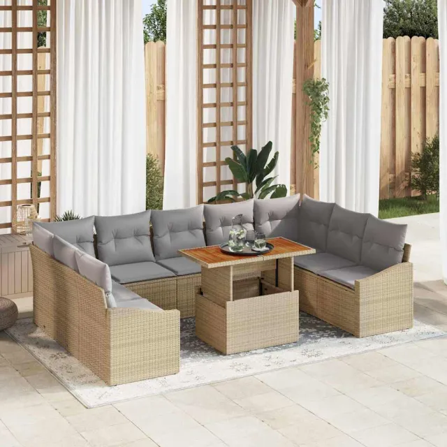 vidaXL Tuin Sofa Set 10 st Beige Poly riet