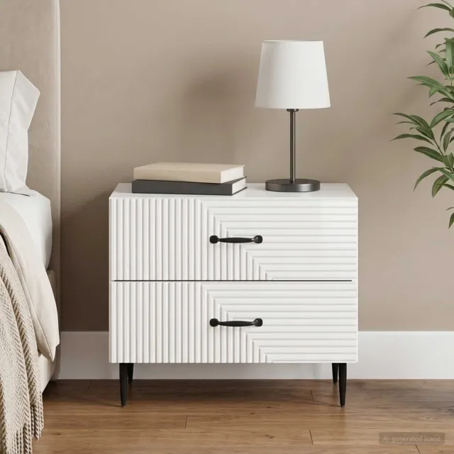 vidaXL Nachtkastje Hoogglans Wit 62 x 34,5 x 47,5 cm Bewerkt hout, foto 2