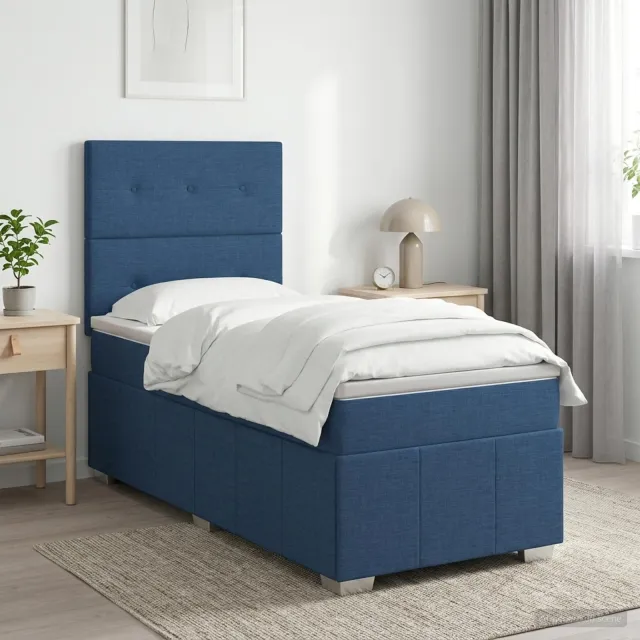 vidaXL Boxspringbed met matras met hoofdeinde Blauw 100 x 200 cm Stof
