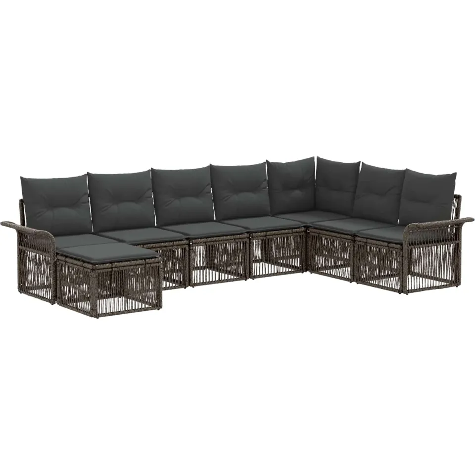 vidaXL Tuinbankenset 8 st 8-zits Grijs poly rattan, foto 3