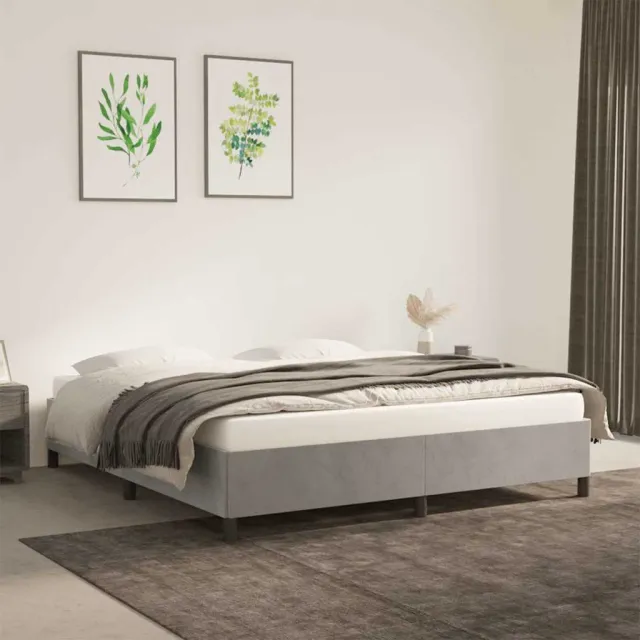 vidaXL Bedframe zonder matras 160x200 cm fluweel lichtgrijs grijs