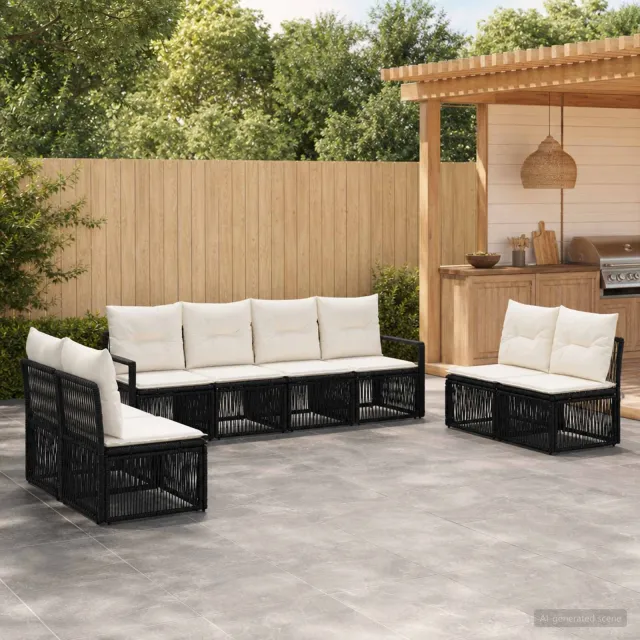 vidaXL Tuinbankenset 8 st 8-zits Zwart poly rattan, foto 2