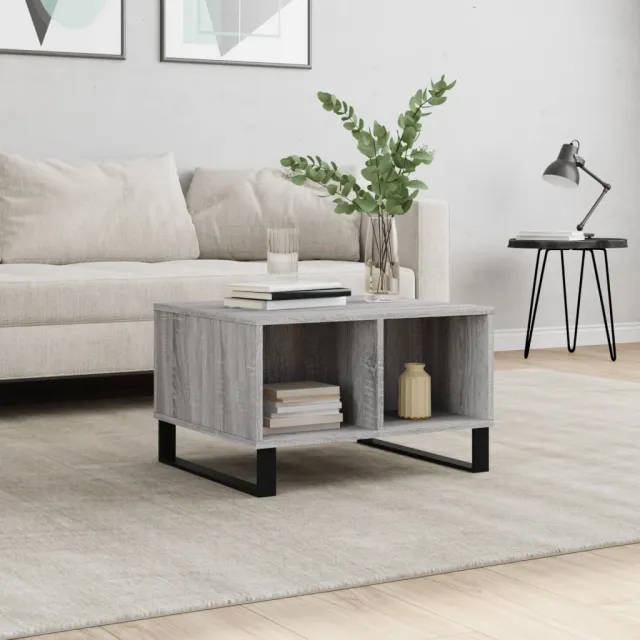 vidaXL Salontafel 60x50x36,5 cm bewerkt hout grijs, foto 2