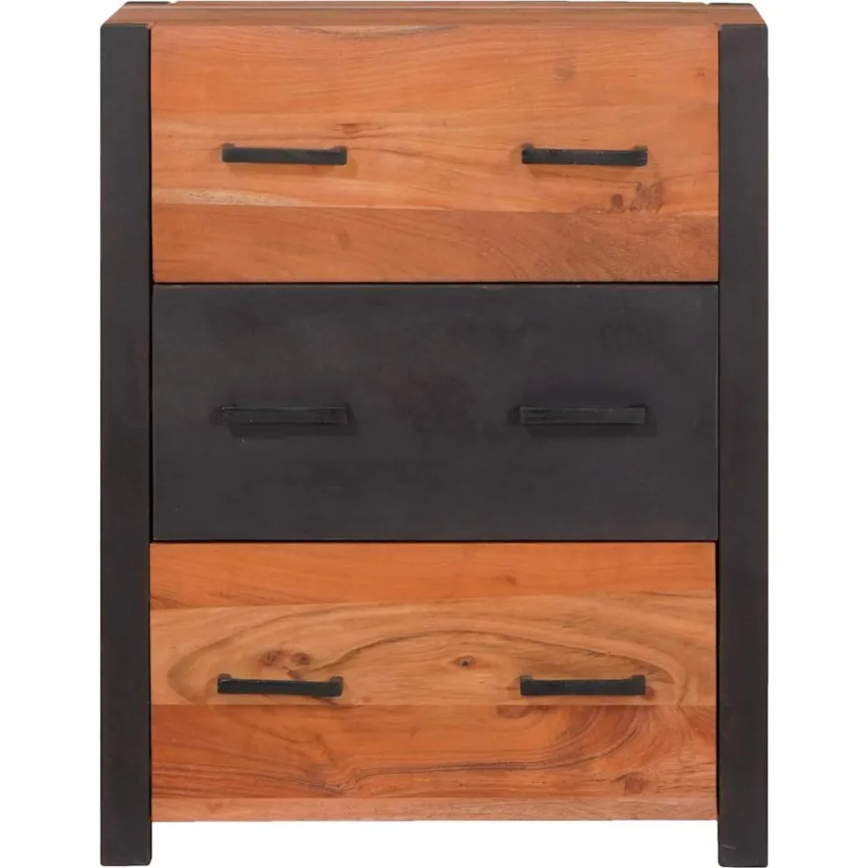vidaXL Dressoir 3 st Bruin 110 x 30 x 75 cm Massief Acaciahout, foto 4