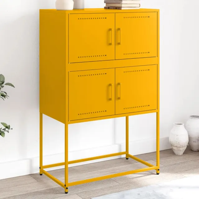vidaXL Dressoir 68,5x38,5x107 cm staal mosterdgeel