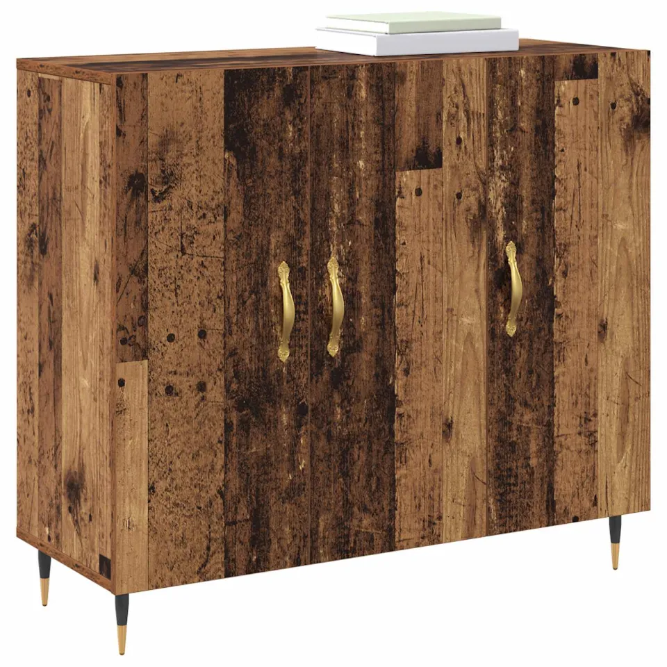 vidaXL Dressoir Oudhout 90 x 34 x 80 cm Bewerkt hout Bruin