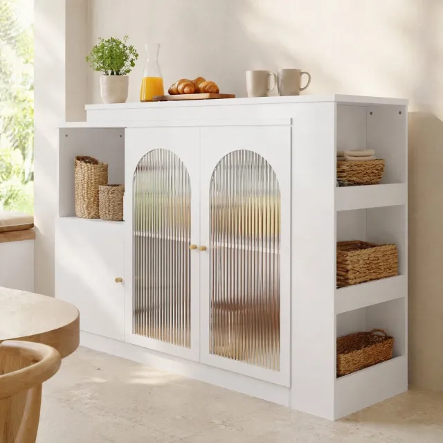 Maisentiel Draaibare bartafel met opbergruimte – 360° – wit – MDF – 120 x 40 cm