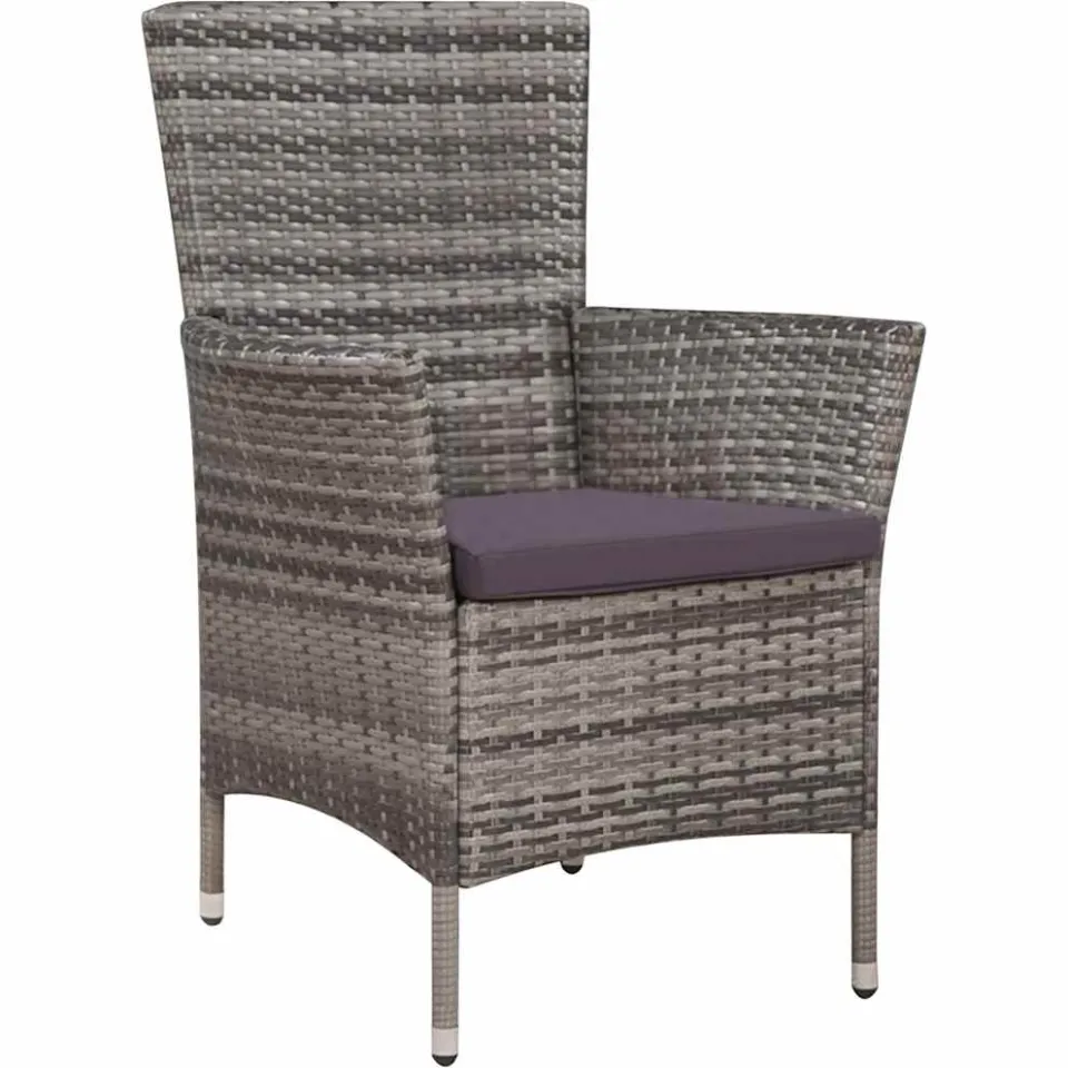 vidaXL 9-delige Tuinset met kussens poly rattan grijs, foto 3
