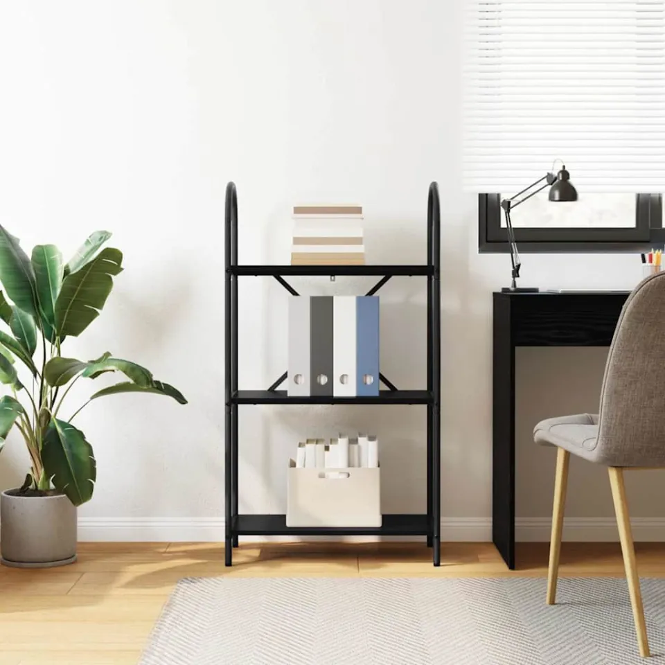 vidaXL Boekenkast 3-laags 60 x 30 x 109 cm Bewerkt hout Zwart Eiken, foto 4