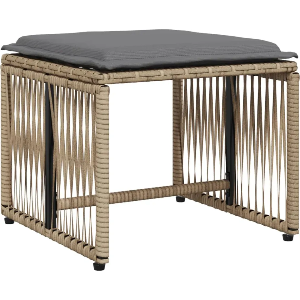 vidaXL 7-delige Tuinset met kussens poly rattan beige, foto 4