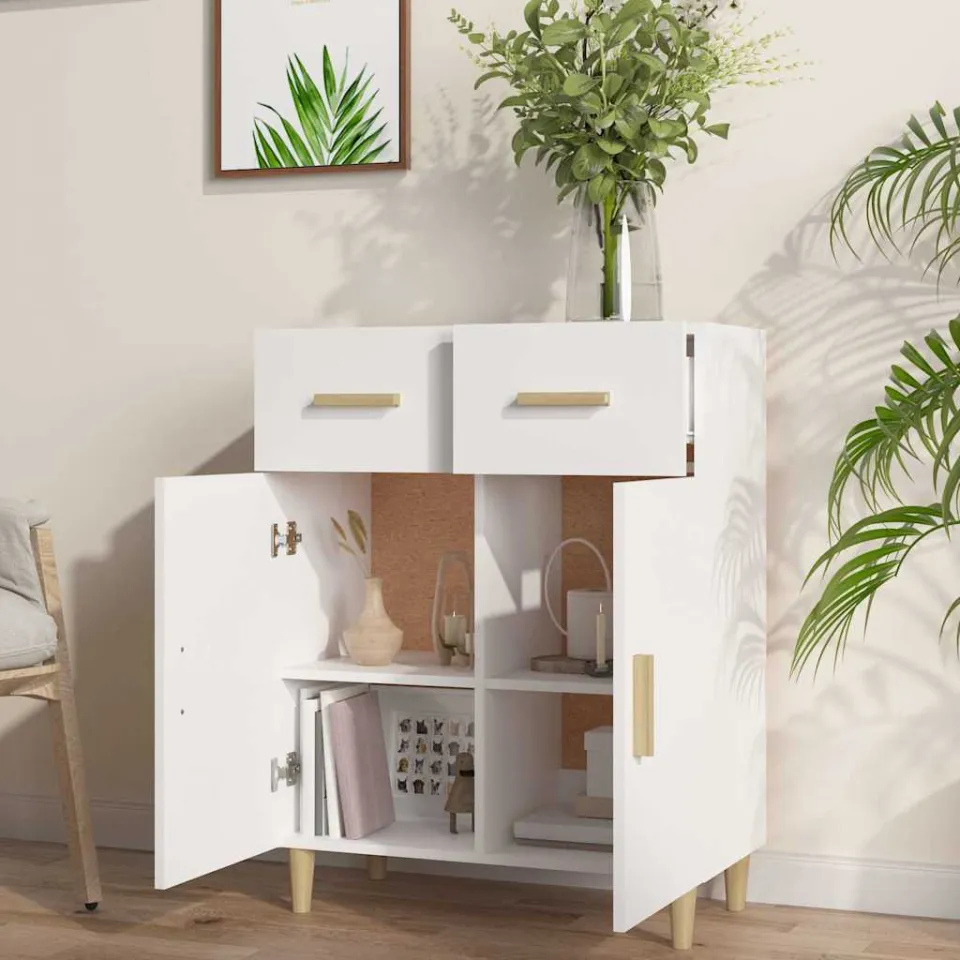 vidaXL Dressoir 69,5x34x89 cm bewerkt hout wit, foto 2