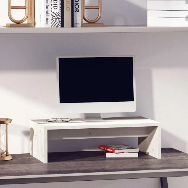 vidaXL Monitorstandaard 50x27x15 cm massief grenenhout wit