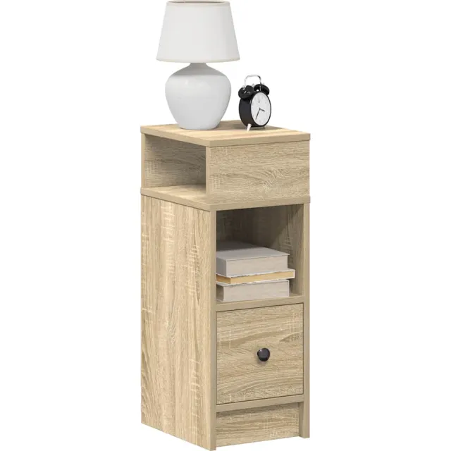 vidaXL Nachtkastje met lade 25x31x66 cm sonoma eikenkleurig Bruin
