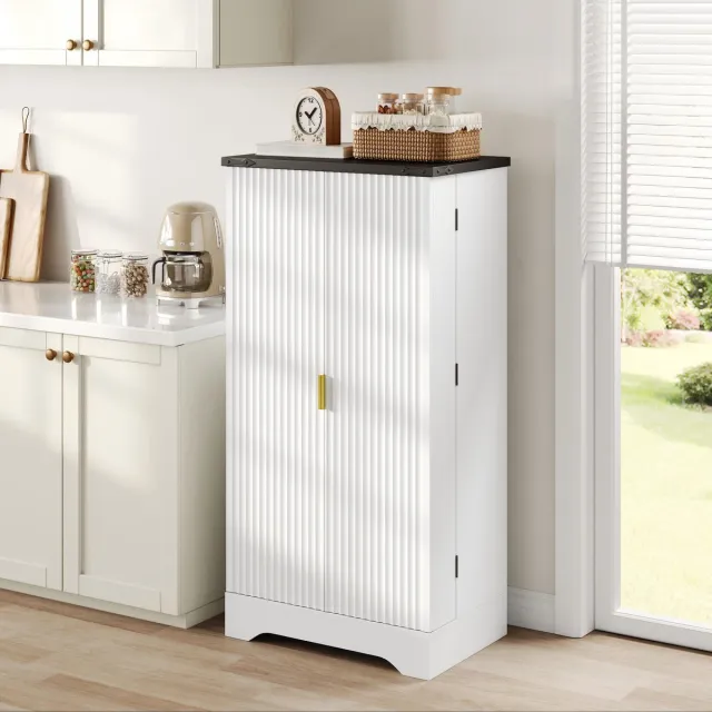 Wishdor Keukenkast Met Led-Sensorverlichting - Met Specerijenrek - Verstelbare Legplanken En Deurvakken - Mdf - Wit - 120 X 60,5 X 40 Cm Wit - 2