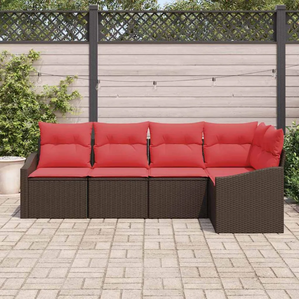 vidaXL Bankstel 5 st Bruin poly rattan, foto 2