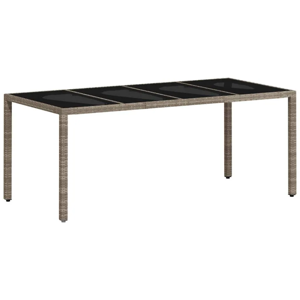 vidaXL 9-delige Tuinset met kussens poly rattan en glas lichtgrijs grijs, foto 4