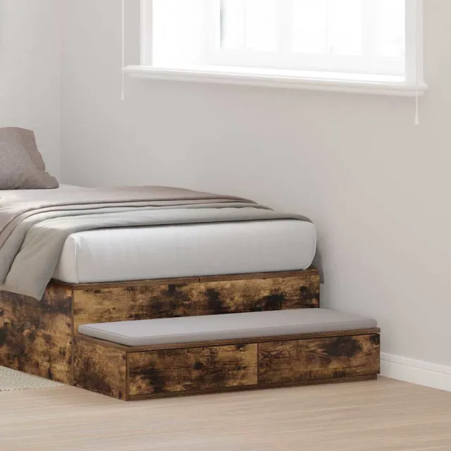vidaXL Bedlades Gerookt eiken 100 x 36,5 x 16,5 cm Bewerkt hout, foto 2