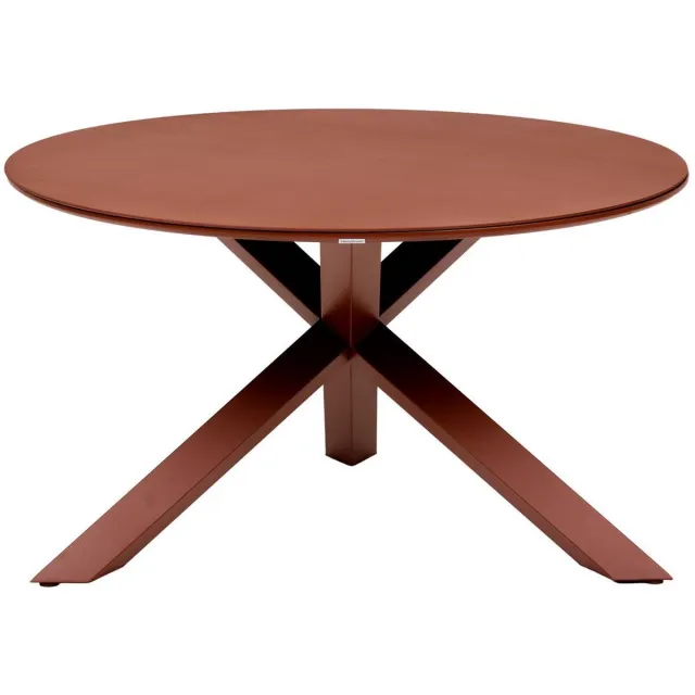 Hespéride Ronde tuintafel voor 6 personen van gehard glas ORYON Marron acajou
