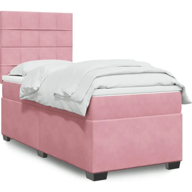 vidaXL Boxspring met matras fluweel roze 100x200 cm