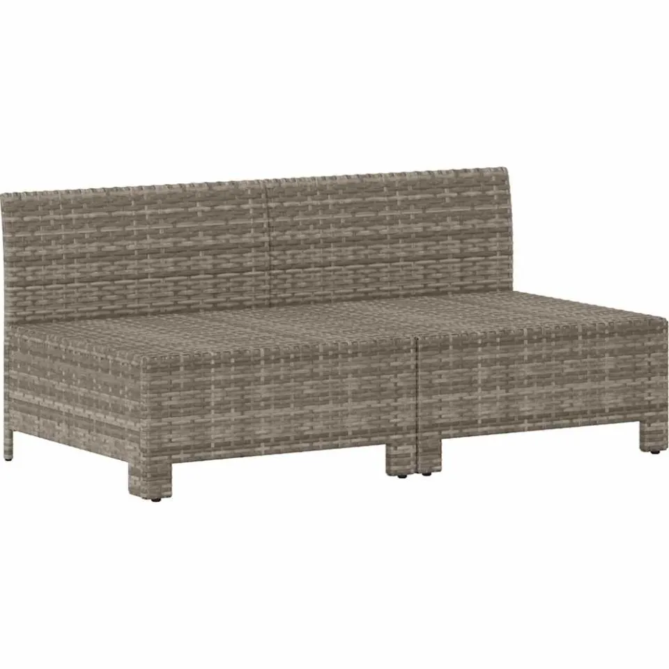 vidaXL Tuinbank 2-zits met kussens poly rattan grijs