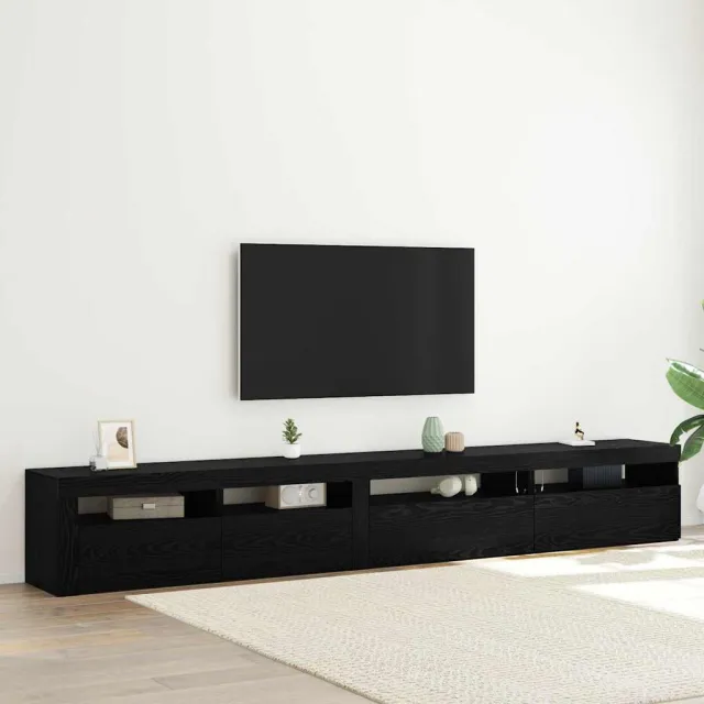 vidaXL Tv-meubelset 3 st Zwart Eiken Bewerkt hout