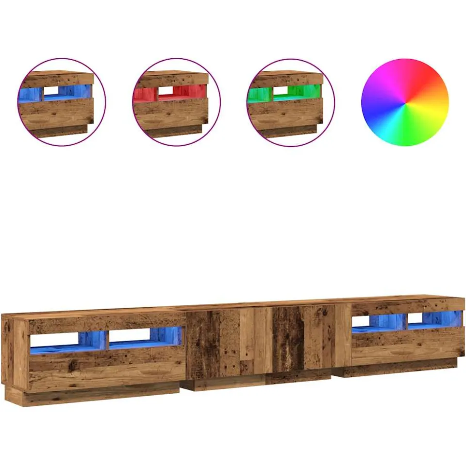 vidaXL Tv-meubel met LED 260x35x40 cm bewerkt hout oud hout bruin, foto 3