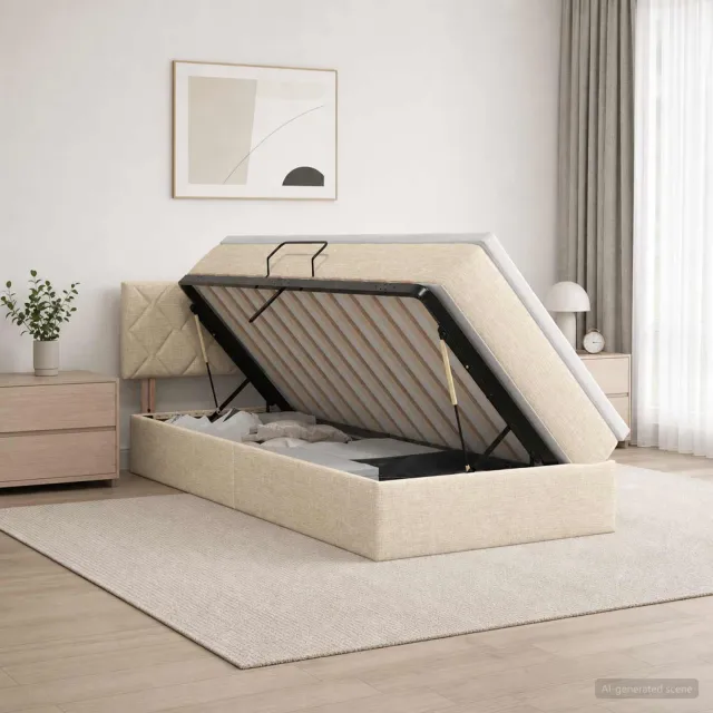 vidaXL Opbergbed met matras Crèmekleurig 90 x 200 cm fluweel
