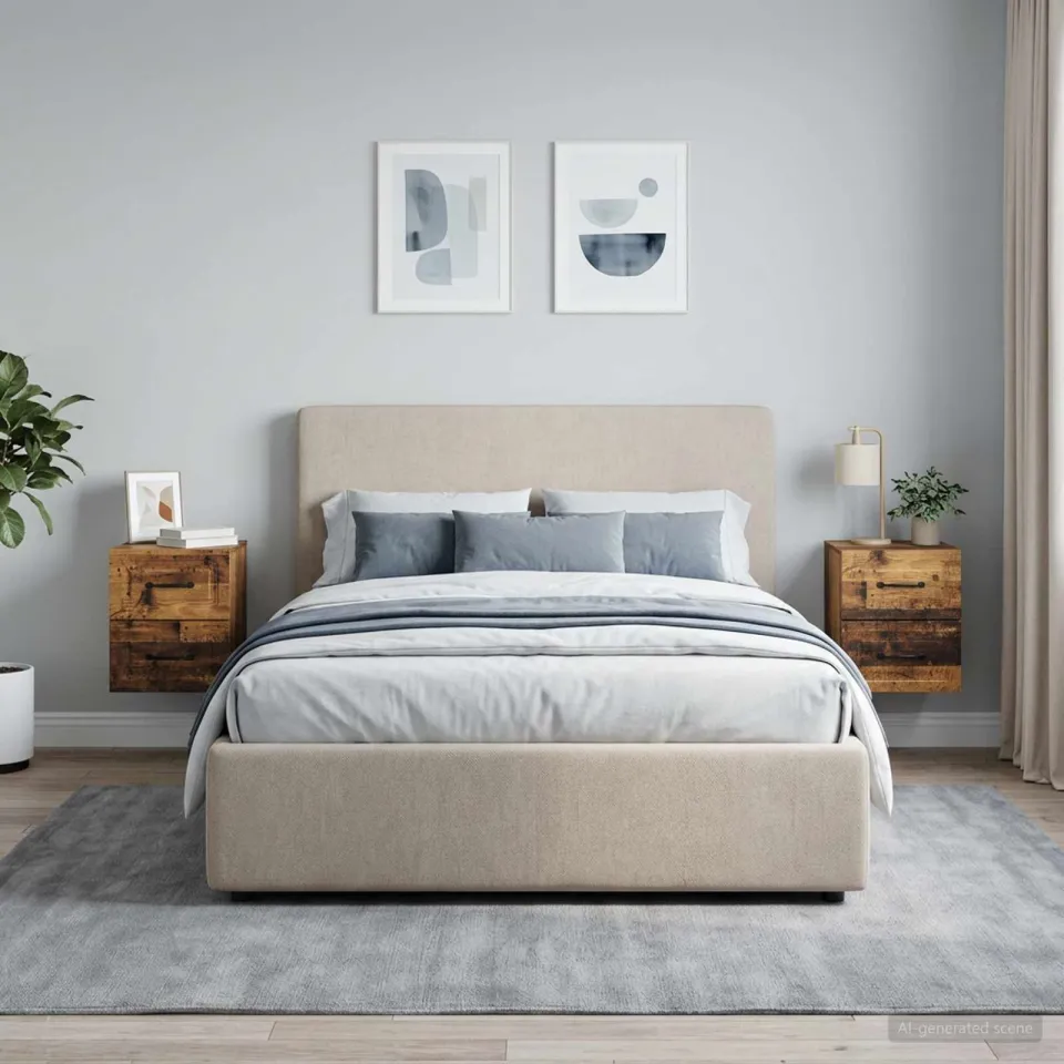 vidaXL Wandbeugel Bedkast 2 st Oud hout 34,5 x 33 x 40 cm Bewerkt hout bruin, foto 4